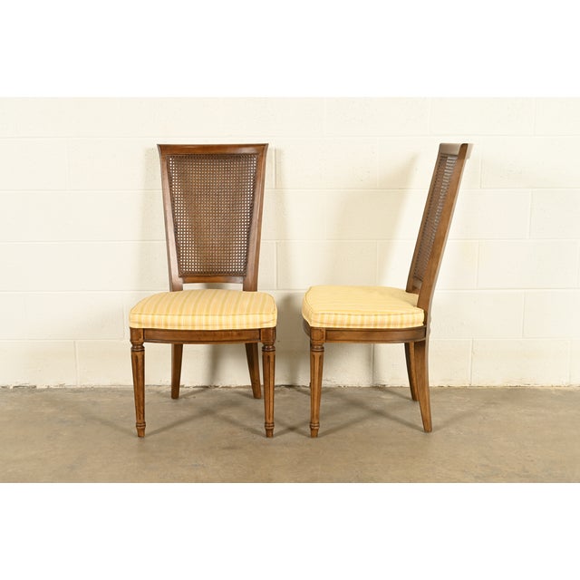 Henredon French Regency Louis XVI Carved Walnut Cane Back Dining Chairs, Set of Four For Sale - Image 11 of 15