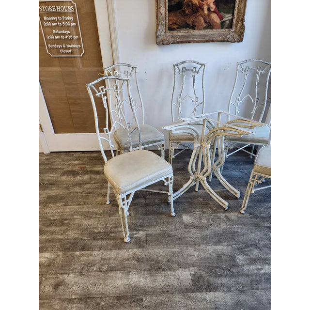 Kessler Industries Cast Aluminum Faux Bamboo Kessler Industries Dining Set, Attributed - 7 Piece Set For Sale - Image 4 of 13