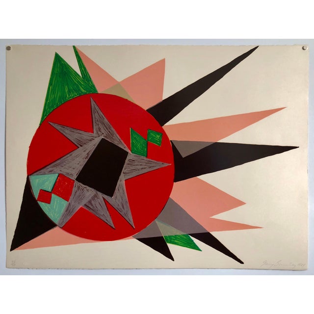 Gary Burnley, Lithograph w Gloss Overprinting Stacked Signs Post Modern 80s Memphis Milano Era, 1981 For Sale In Miami - Image 6 of 6