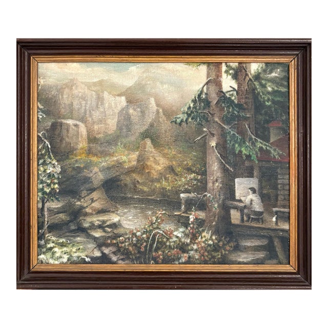 Lovely Landscape Painting Oil on Canvas Panel For Sale