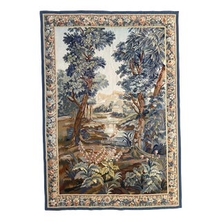 Mid-Century French Tapestry with Landscape, River and Bird from Aubusson, 1950s For Sale
