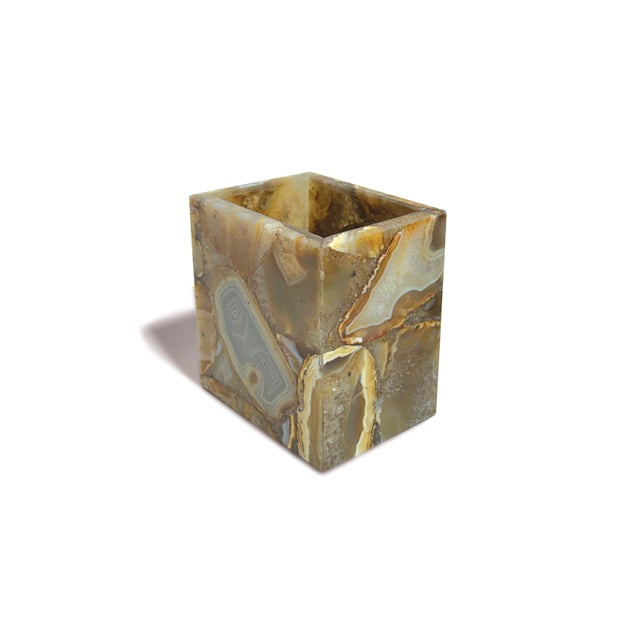 Natural Agate Bath Set / Organic Decor Set includes towel tray, canister with lid, soap dish, and brush holder. The...