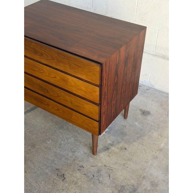 Brown Vintage Danish Modern Rosewood Four Drawer Chest / Small Dresser 1960s For Sale - Image 8 of 9