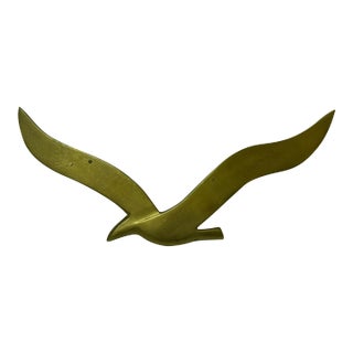 Mid-Century Modern Brass Seagull Wall Sculpture - 16.5" For Sale