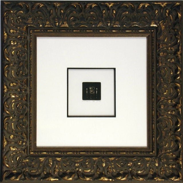 1978 "Dark Glasses" Still Life Miniature Etching by Robert Ecker, Framed For Sale