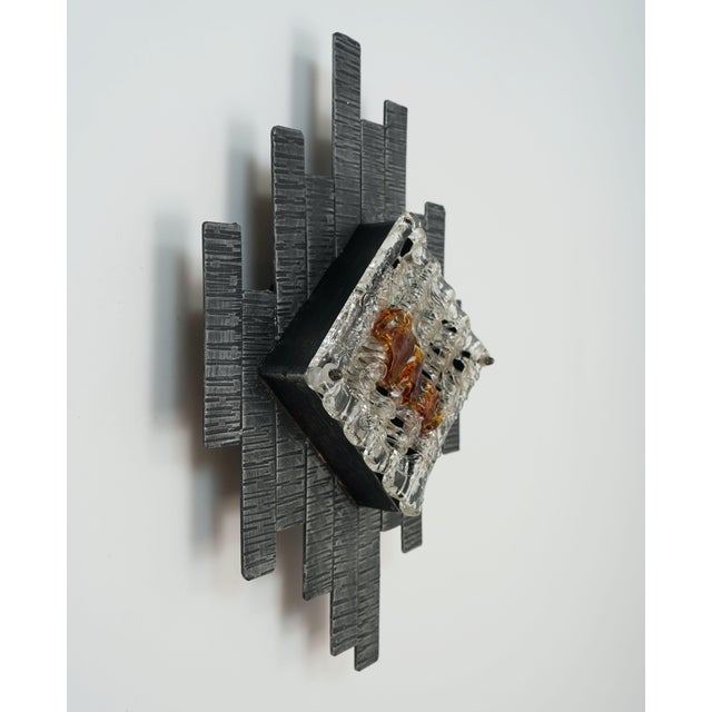 Mid-Century Modern Brutalist Style Wall Lamp in Wrought Iron and Glass, 1970s For Sale - Image 13 of 13