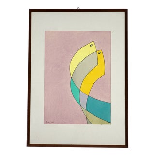 Vittorio Brevi, Abstract Composition, 1972, Artwork on Paper, Framed For Sale