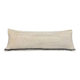 Turkish Hemp Pillow Cushion Natural Beige Black Cushion Cover 14"x40" For Sale