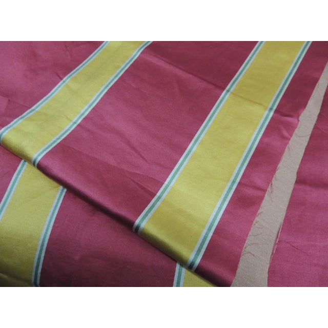 Traditional Vintage Red & Yellow Empire Stripes Silk Fabric Panel For Sale - Image 3 of 3