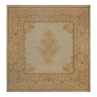 Antique Amritsar Square Rug With Medallion and Floral Patterns From Rug & Kilim For Sale