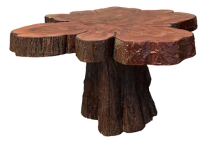 Mid 20th Century American Single Slab Burl Wood Raw Edge Side Table