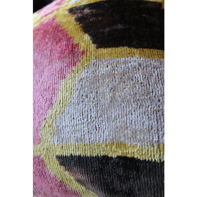 Contemporary Multi Color Handmade Velvet Ikat Pillow For Sale - Image 10 of 13