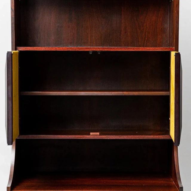 Wood Wooden and Fabric Bookcase Cabinet, 1960s For Sale - Image 7 of 13