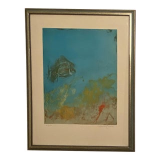 Kaiko Moti "Aquarium" Engraving, India Circa 1950 For Sale
