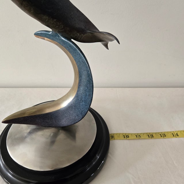 Dale J Evers Centerpiece Dolphin Sculpture Sky Dance II Signed and Numbered 29/250 For Sale - Image 12 of 16