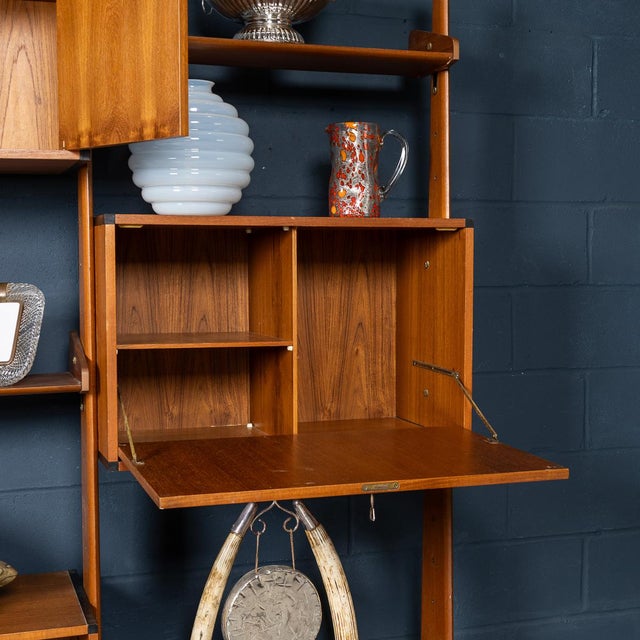 Brown Vintage 20th Century Italian Modular Teak Wall Cabinet, 1960s For Sale - Image 8 of 18