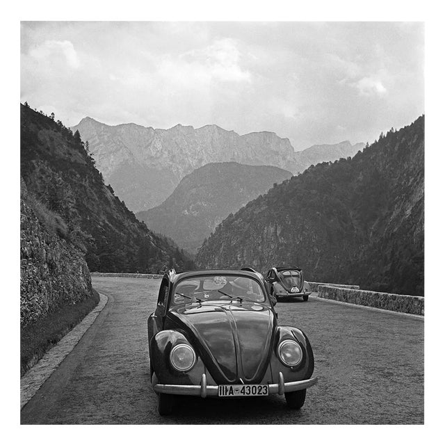 Travelling by Volkswagen Beetle Through Mountains, Germany, 1939, Photograph For Sale