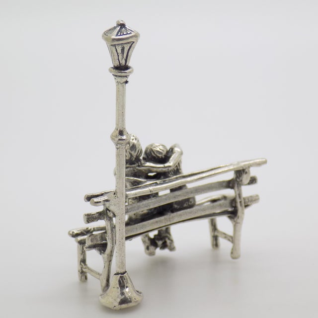 Vintage Italian Handmade Silver Lovers on Bench Figurine, Tuscany, Italy, 1980s For Sale - Image 6 of 11