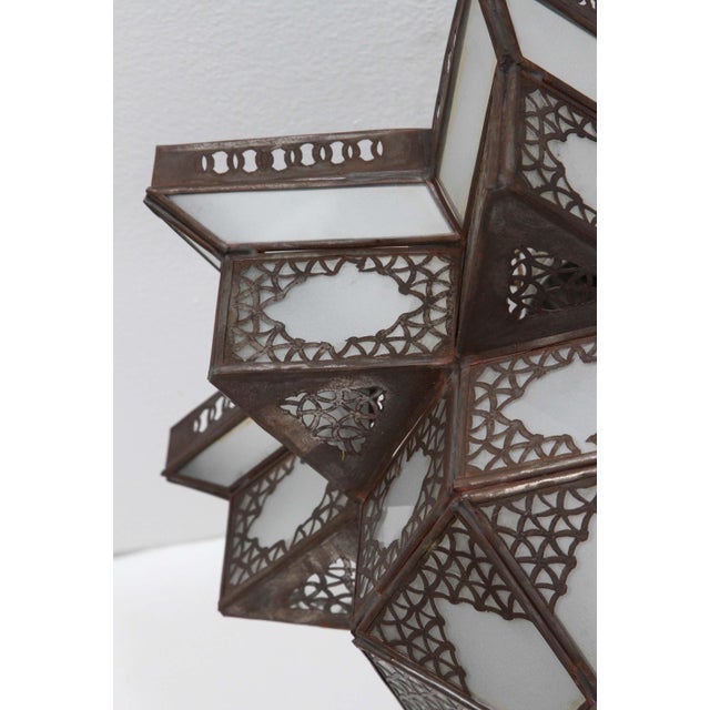 Moroccan Moorish Star Shape Frosted Glass Lantern Light Shade For Sale - Image 10 of 17