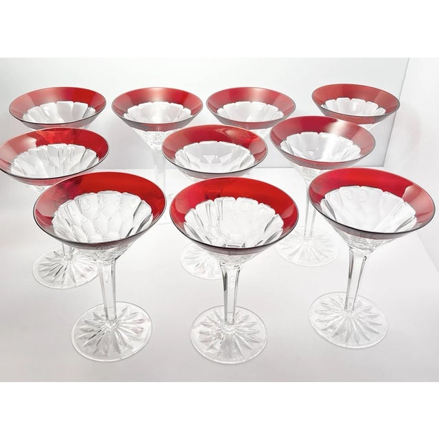 Contemporary Waterford “Simply Red” Set of 10 Crystal Martini Glasses For Sale - Image 3 of 11
