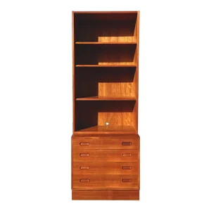 Poul Hundevad Narrow Bookcase With Petite Chest of Drawers