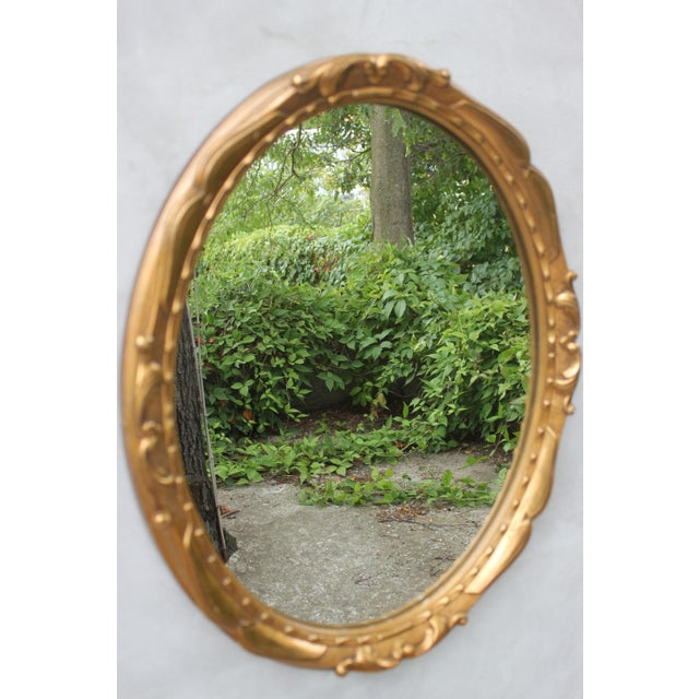 Vintage Gold Gilt Bronze Oval Wall Mirror, Belgium, 1970s For Sale - Image 10 of 10