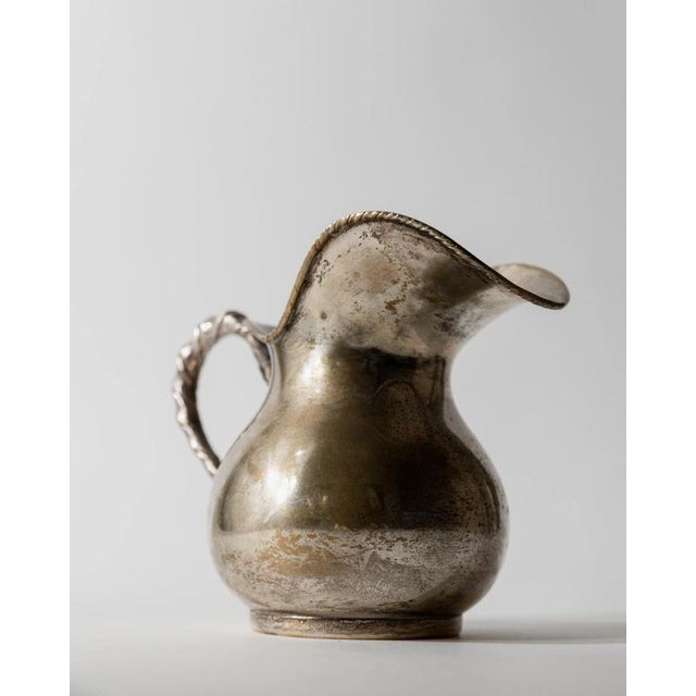 Metal Vintage Hammered Silver Plated Creamer with Twisted Handle by Calegaro Padua, 1920s For Sale - Image 7 of 12