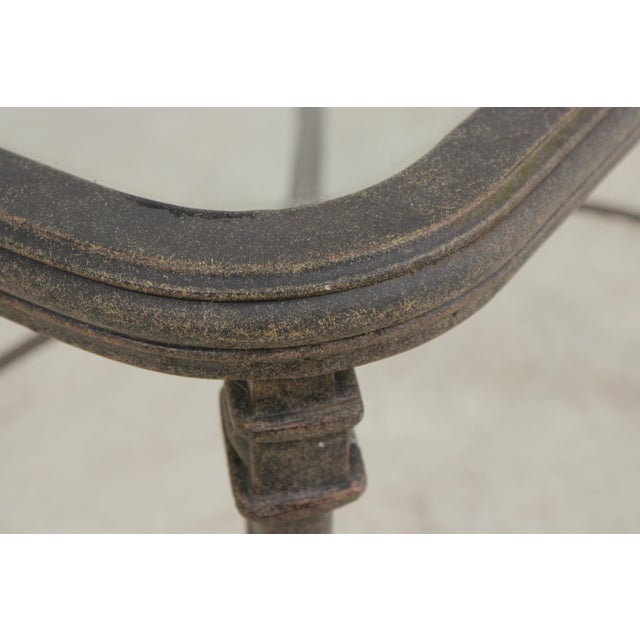 Outdoor Cast Aluminum Glass Top Patio End Table For Sale - Image 11 of 14