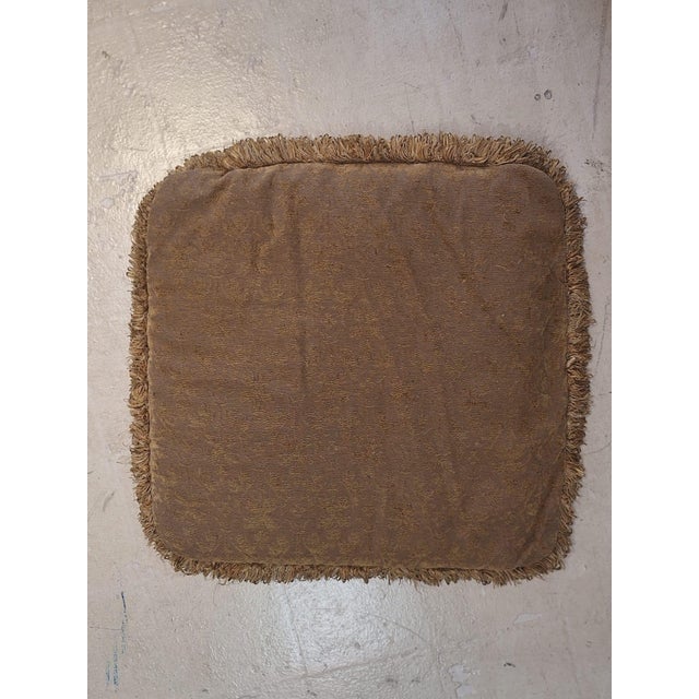 Pair of Vintage Feather-Filled Damask Chair Cushions With Fringe Trim For Sale In Los Angeles - Image 6 of 7
