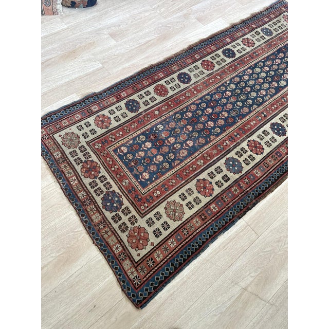 Antique Caucasian Talish Wool Rug, Indigo Field & Wide Border, C. 1880s — 3'7" × 7'4" For Sale In New York - Image 6 of 9