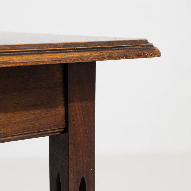 19th Century United Kingdom Rich Walnut Brown Caned-Shelf Walnut Side Table For Sale - Image 9 of 10