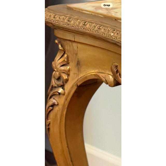 Antique French Louis XVI-Style Giltwood Side Table With Natural Green Onyx Top For Sale - Image 10 of 10