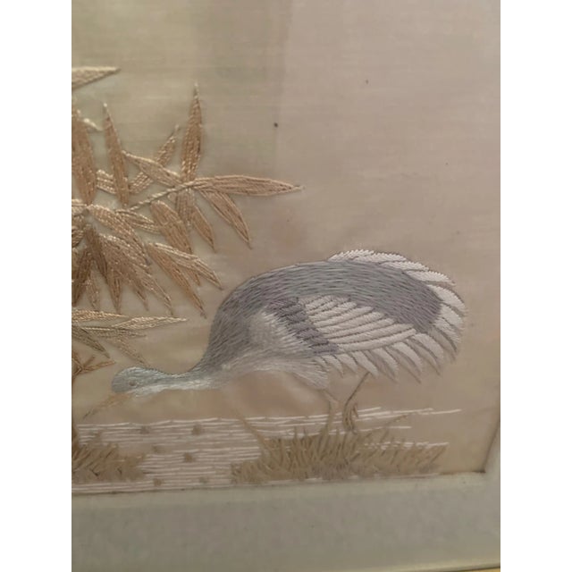 Japanese Antique Framed Needlework of Herons - a Pair For Sale - Image 3 of 11