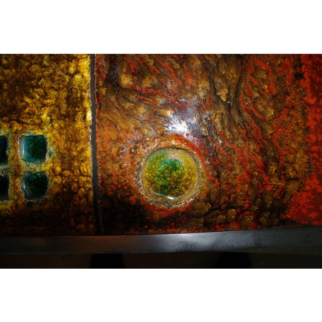 Coffee Table in Enameled Lava Stone attributed to the Cloutier Brothers, 1950 For Sale - Image 9 of 14