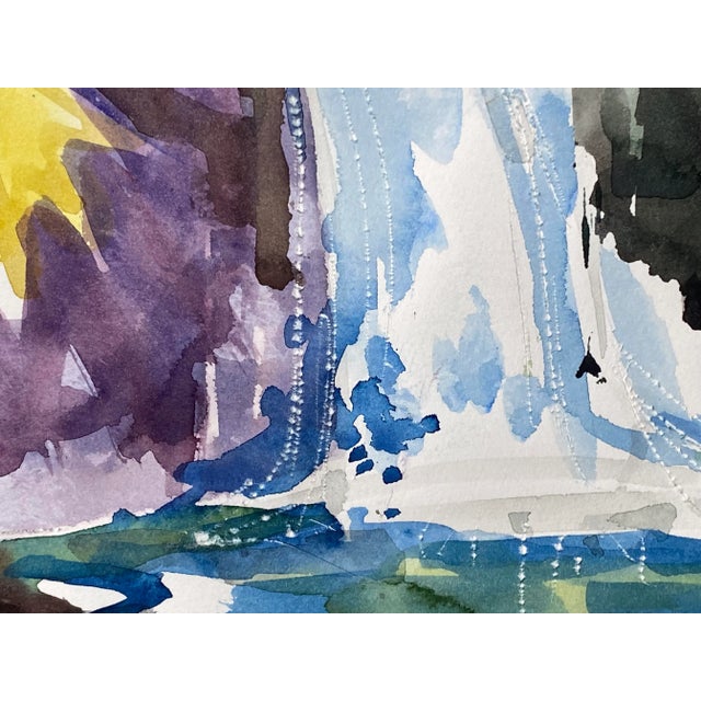 Contemporary Late 20th Century Forest Landscape with Waterfall Watercolor Painting by Sanford Brooks For Sale - Image 3 of 8