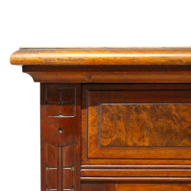 Brass Eastlake Aesthetic Walnut & Burl Gentleman’s Chest C1890 For Sale - Image 8 of 14