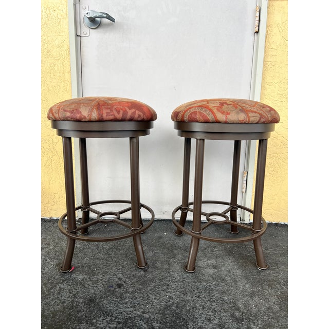 Pair of Vintage Swivel Stools -2 For Sale - Image 4 of 4