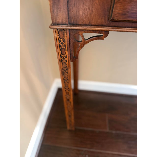 Chippendale Vintage Hickory Chair Co. Chippendale Burl Mahogany Console Table - James River Collection For Sale - Image 3 of 8
