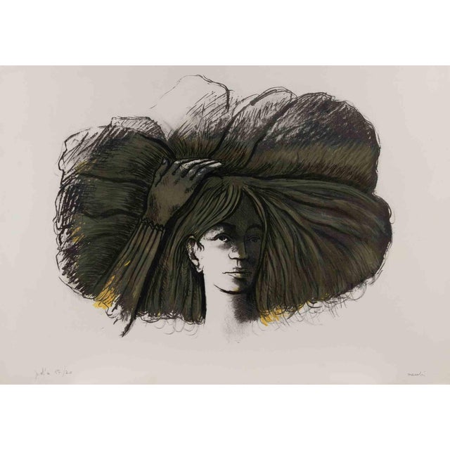 Sergio Vacchi, Portrait, Lithograph, 1980s For Sale