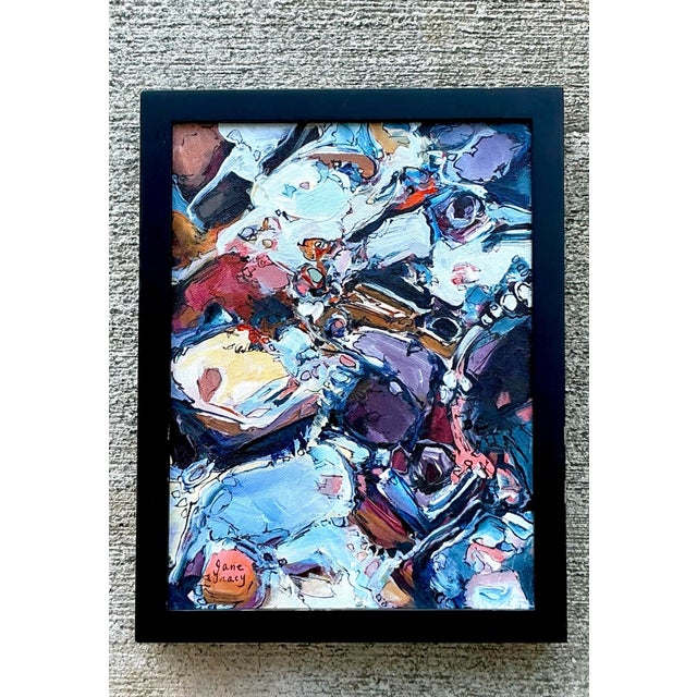 Vintage Boho Original Abstract Oil on Canvas For Sale In West Palm - Image 6 of 12