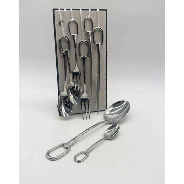 Late 20th Century Signed Hermes Attelage 6-Piece Flatware Set - Service for 10, 62 Pieces For Sale - Image 5 of 7
