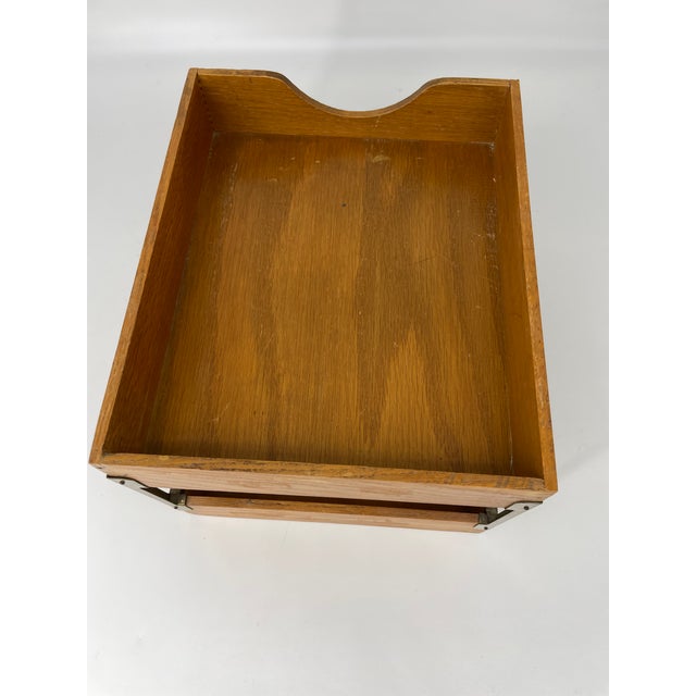 Mid 20th Century Retro Wooden in/Out Desk File Tray For Sale - Image 5 of 9