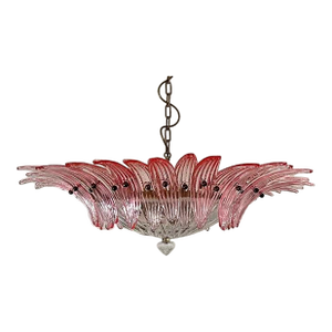 Palm Murano Chandelier With Pink Glasses
