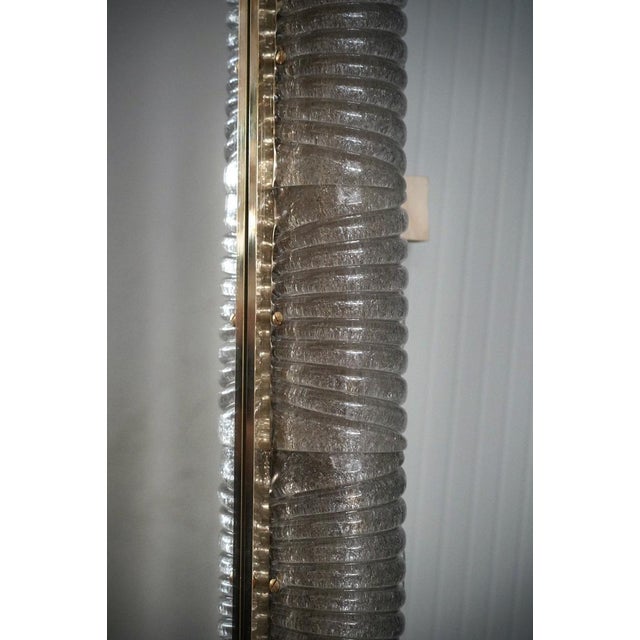 Mid-Century Modern Illuminated Smoky Murano Glass and Brass Wall Mirror, 2000 For Sale - Image 3 of 13