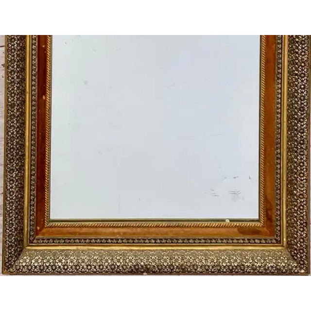 American Assembled Pair of Gilt Framed Wall Mirrors With Sienna Trim and Floral Border For Sale - Image 3 of 11