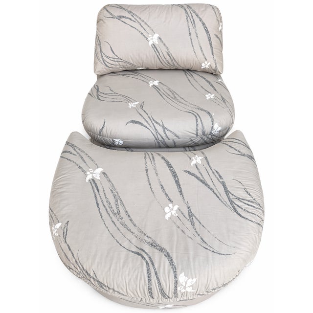 Postmodern Curved Slipper Chair With Ottoman From 80's For Sale - Image 4 of 8