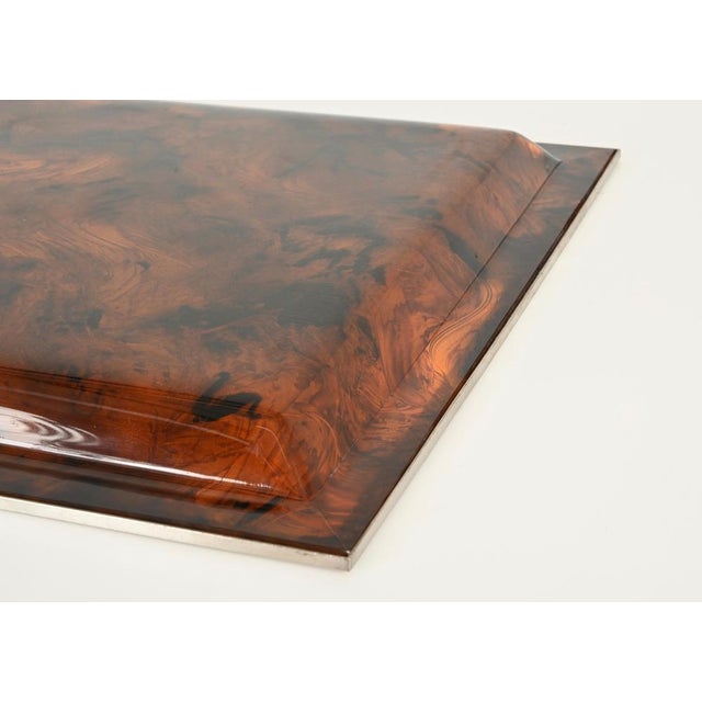 Rectangular Tortoiseshell Effect Acrylic Glass Serving Tray from Dior, Italy, 1970s For Sale - Image 14 of 15