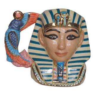 1990s Egyptian Revival Signed Royal Doulton Egyptian Pharaoh Tutankhamun Toby Character Jug For Sale