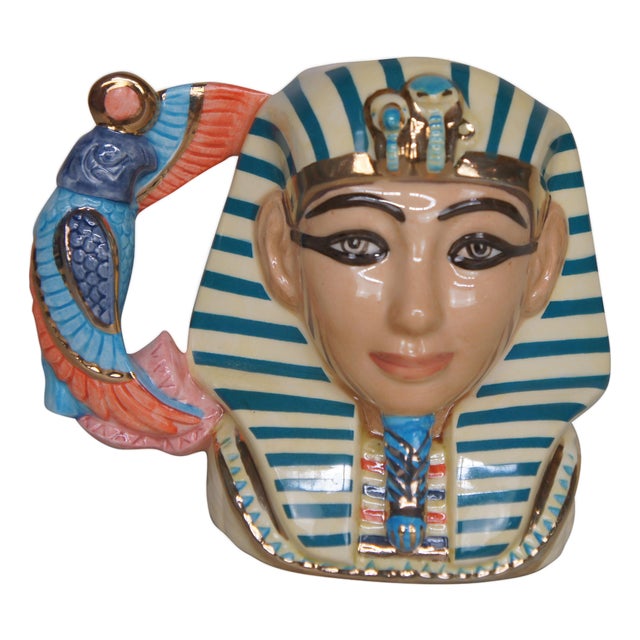1990s Egyptian Revival Signed Royal Doulton Egyptian Pharaoh Tutankhamun Toby Character Jug For Sale