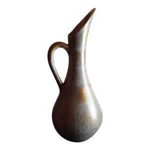 1960s Stangl Pottery Teal & Gold Pitcher Ewer